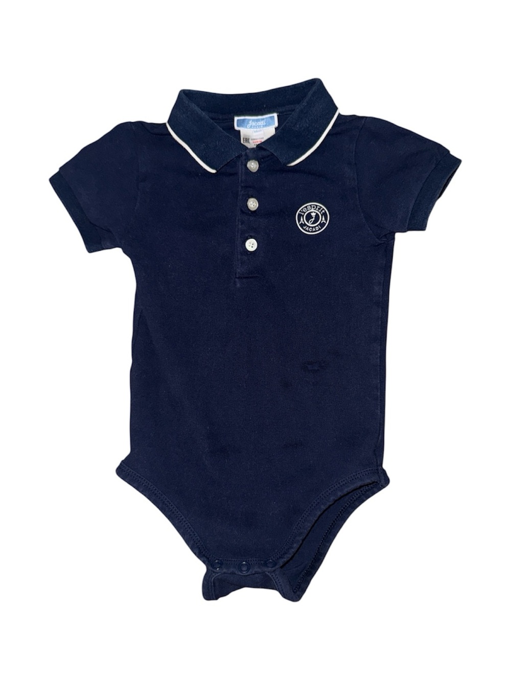 Jacadi Paris Baby Boys Navy Polo Bodysuit 24M 88cm Cotton Embroidered Logo